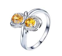 Homxi Womens Anniversary Ring White Gold 18 ct, 4 Prongs Oval with 1.2ct Sapphire and Diamond, Engagement Rings Silver Yellow Size P 1/2