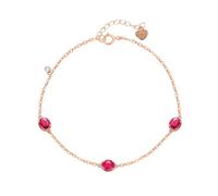 Homxi Womens Chain Bracelets Rose Gold 9 K, Oval with 1.26ct Created Ruby and Moissanite, 6.69" + 1.97" Extender, Wedding Adjustable Bracelet Rose Gold for Women