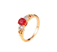 Homxi Women's Engagement Ring 18 K Rose Gold, 4 Claws Oval with 1.2ct Ruby and Moissanite, Rose Gold Wedding Ring for Women Size O 1/2