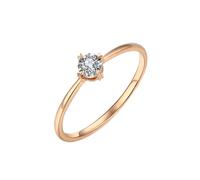 Homxi Women's Engagement Rings 18 ct Rose Gold, Simple Solitaire 4 Claws Round with 0.05ct Diamond, Rose Gold Wedding Band for Women Size O 1/2