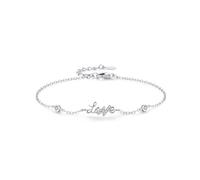 Homxi Women's Platinum 950 Bracelet, Letter love with Created Diamond, 6.3" + 1.97" Extender, Womens Chain Adjustable Bracelet Silver