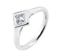 Homxi Women's Promise Ring 14 K White Gold, Solitaire Square with 3ct Moissanite, Silver Ring Band Women Size O 1/2