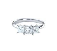 Homxi Women's Promise Ring 18 ct White Gold, Square with 0.3ct Created Diamond, Women's Wedding Rings Silver Size T 1/2
