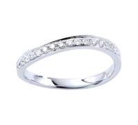 Homxi Womens Promise Ring White Gold 14 K, Simple Round with 0.19ct Diamond, Wedding Rings for Women Silver Size K 1/2