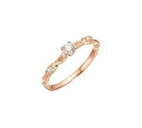 Homxi Women's Promise Ring White Gold 9 ct, Simple Round with 0.21ct Diamond, Womens Rose Gold Wedding Rings Size M 1/2