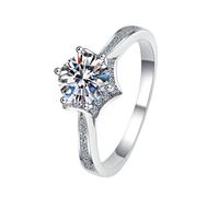 Homxi Women's Wedding Band 14ct White Gold, Flower and Round with 1ct Created Diamond, Eternity Ring for Women Silver Size L 1/2