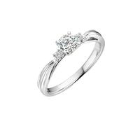 Homxi Women's Wedding Band 18K White Gold Ring, 4 Prongs Round with 0.3ct Diamond, Promise Ring Silver Size O 1/2