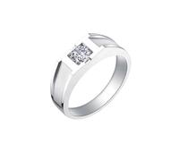 Homxi Women's Wedding Band 9 ct White Gold, Solitaire Round with 0.3ct Diamond, Silver Ring Wedding Band Women Size O 1/2