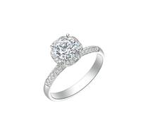 Homxi Womens Wedding Ring 14 ct White Gold, Round with 1ct Created Diamond, Silver Wedding Rings Size H 1/2