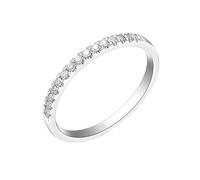 Homxi Women's Wedding Ring 18K White Gold, Half Eternity with 0.11ct Diamond, Silver Women Engagement Rings Size O 1/2