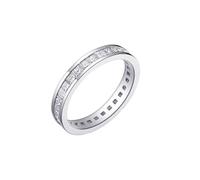 Homxi Womens Wedding Ring 9 ct White Gold, Eternity Round with 0.97ct Created Diamond, Wedding Promise Ring for Women Silver Size R 1/2
