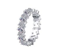 Homxi Women's Wedding Ring 9ct White Gold, Eternity with 3ct Created Diamond, Silver Wedding Ring Size O 1/2