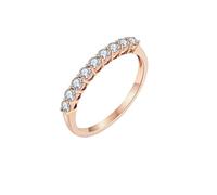 Homxi Womens Wedding Rings 18ct Rose Gold, Half Eternity Round with 0.35ct Diamond, Women's Engagement Ring Rose Gold Size P 1/2