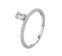 Homxi Womens White Gold Band Ring 18K, 3x5mm Oval with Moissanite, Wedding Bands Silver for Women Size 8.5