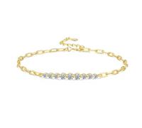 Homxi Womens Yellow Gold Chain Bracelets 14 K, Chain with Created Diamond, 7.48" + 1.18" Extender, Gold Adjustable Bracelet for Women