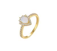 Homxi Yellow Gold Ring 14K Women, Water Drop with Opal and Moissanite, Yellow Gold Womens Engagement Wedding Rings Size 9.5