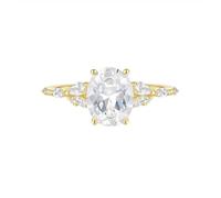 Homxi Yellow Gold Ring for Women 18K, 7x9mm Oval with Moissanite, Band Ring for Women Gold Rings Size 9.5