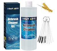 HOMY ARTY Airbrush Cleaner Kit - 585 ml with Nozzle Cleaner and Cleaning Brushes, Airbrush Cleaning Kit for Water-Based Acrylic Paint, Airbrush Paint, Suitable for Airbrushes, Brushes & Art Tools