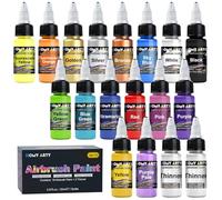 HOMY ARTY Airbrush Paint - 16 Colors with 2 Thinner, Water-Based Airbrush Paint Set, Ready to Spray Acrylic Air Brush Paints for Metal, Plastic Models, Canvas, Wood, 20ml/Bottle