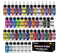 HOMY ARTY Airbrush Paint - 43 Colors with 5 Thinner, Water-Based Airbrush Paint Set, Ready to Spray Acrylic Air Brush Paints for Metal, Plastic Models, Canvas, Wood, 20ml/Bottle