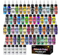 HOMY ARTY Airbrush Paint - 54 Colors with 6 Thinner, Ready to Spray Airbrush Paint Set, Water-Based Acrylic Air brush Paints for Metal, Plastic Models, Canvas, Wood - 60 Bottles
