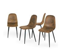 Homy Casa Set of 4 Dining Chairs Soft Chairs and Backrest Kitchen Chairs with Solid Metal Legs for Living Room Lounge Home Brown