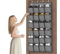 homyfort Over the Door Shoe Organizer, Hanging Shoe Rack Storage Holder with 24 Large Pockets for Closet Door, Men Women Kids Shoes, Cruise (Black)