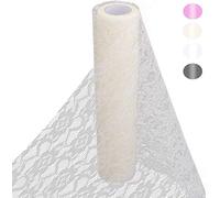 HOMYHOME Lace Roll Fabric 6in × 73ft Wedding Cream Floral Lace Table Runner Chair Sash Bow DIY Wedding Party Art Craft Decor Ivory 6 in 866inch