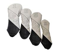 Homyl 4 Pieces Golf Headcovers Mallet Putter Covers Soft PU Leather Golf Head Covers, White