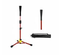 Homyl Baseball Training Stand Batting Tee Adjustable Iron Tripod Flexible Rubber Topper Portable Folding Support Suitable for School Practice Outdoor Training Team Use Home Recreation, Red