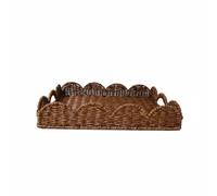 Homyl Basket Rectangular Braided Container Tray with Lace Edge Practical Tabletop Organizer for Kitchen Dining Room Everyday Household Storage Suitable for Home Decoration, Coffee, 43 33 7cm