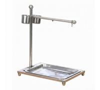 Homyl Bird Training Stand Stainless Steel Parrot Perch Bird Rest Station Horizontal Tray With Feeding Cups Suitable for Pet Birds Home Indoor, Medium 36x26x46 Cm