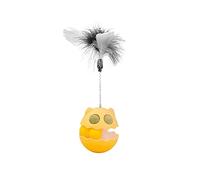 Homyl Cat Teasing Tumbler Exercise Toy Interactive Catnip Feather Sway Material Self Balance System Engaging Play Suitable for Small Medium Large Ca, Yellow
