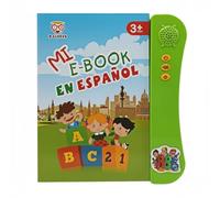Homyl Children Learning Book Spanish Audio Book Interactive Educational Toy Electronic Playbook Built In Speaker Three Buttons Letters Numbers Cartoon Scene, Green