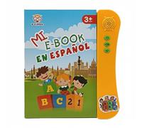 Homyl Children Learning Book Spanish Audio Book Interactive Educational Toy Electronic Playbook Built In Speaker Three Buttons Letters Numbers Cartoon Scene, Orange
