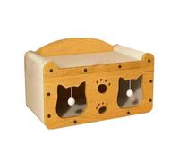 Homyl Double-Layer Cardboard Cat House with Scratching Post And Tease Ball, A Cozy Cat Condo for Indoor Cats