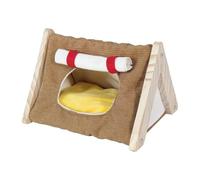 Homyl Guinea Pig Bed Hamster Hideout Hiding Place Habitat Warm House Cave Sleep Rest Play Hedgehog Small Animal, brown