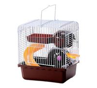 Homyl Hamster Cage Portable Transport Housing for Small Animals with Ventilation And Practical Handle Sliding Door Made of PP Iron for Pet Transport, Brown