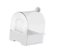 Homyl Parrot Bath Tub with Hooks Pet Bird Caged Bath Box Lovebirds Canary Cage Accessories Small Bird Cage Parrot Bowl, White