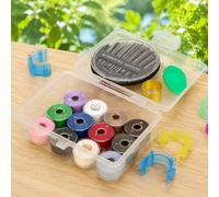 Homyl Prewound Bobbins with Thread for Machines, White Thread for Embroidery and General Sewing, White Sewing Thread, Colorful Bobbins with Hand Sewing Needles, Threader, and Fixed Clips