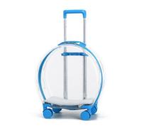 Homyl Travel Carrier Container Carrier Suitcase Trolley With Wheels Clear Hard Body Telescopic Pull Handle Top Handle Four Wheels Secure Closure Flat Base, Blue