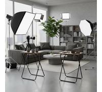 HOMYLIN Set of 2 Photography Tables - MDF with PVC Surface, Perfect for Product Photography and Flat Lay Shots, Brown