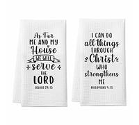 Homythe Christian Gifts for Women Men, Bible Verse Scripture Kitchen Towels with Inspirational Thoughts and Prayers, Religious Housewarming Gift for Friends Family, 2 Pack Waffle Weave Dish Towels