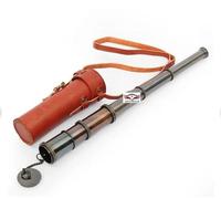 HOMYZ 14"Brass Nautical Telescope with Leather Sheathed Marine Time Vintage Style Telescope Brass Working Telescope, Engraved Spyglass, With leather Box TELESCOPE