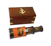HOMYZ Brass Telescope Mini Handheld Spyglass Telescope Working Antique Telescope With Wooden Box Pocket Gift