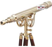 HOMYZ Brass Telescope with Brown Wooden Tripod Stand Telescope Standing Telescope Home & Office Decore Harbour Master Telescope