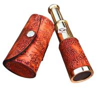 HOMYZ Brass Working Telescope, Nautical Spy Glass, Telescope Brown Leather Case For Husband, Engraved Telescope,Pocket Gift