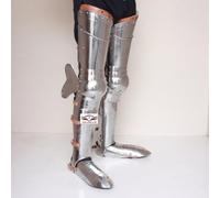 HOMYZ Handmade Armor Leg Guards protection Steel Leg Guard Medieval Knight leg Guard & Sabaton Armor Costume