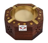 HOMYZ Handmade Wooden Ashtray for Cigar and Cigarettes Tray Decorative Tobacco Ashtrays For Home and Office Decor
