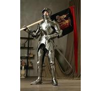 HOMYZ Medieval Gothic Full Armour Warrior 18 GA Steel Costume Knight Full Body Suit of Armor German Gothic Plate Larp Suit